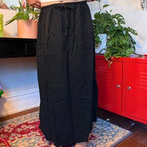 Linen black maxi skirt